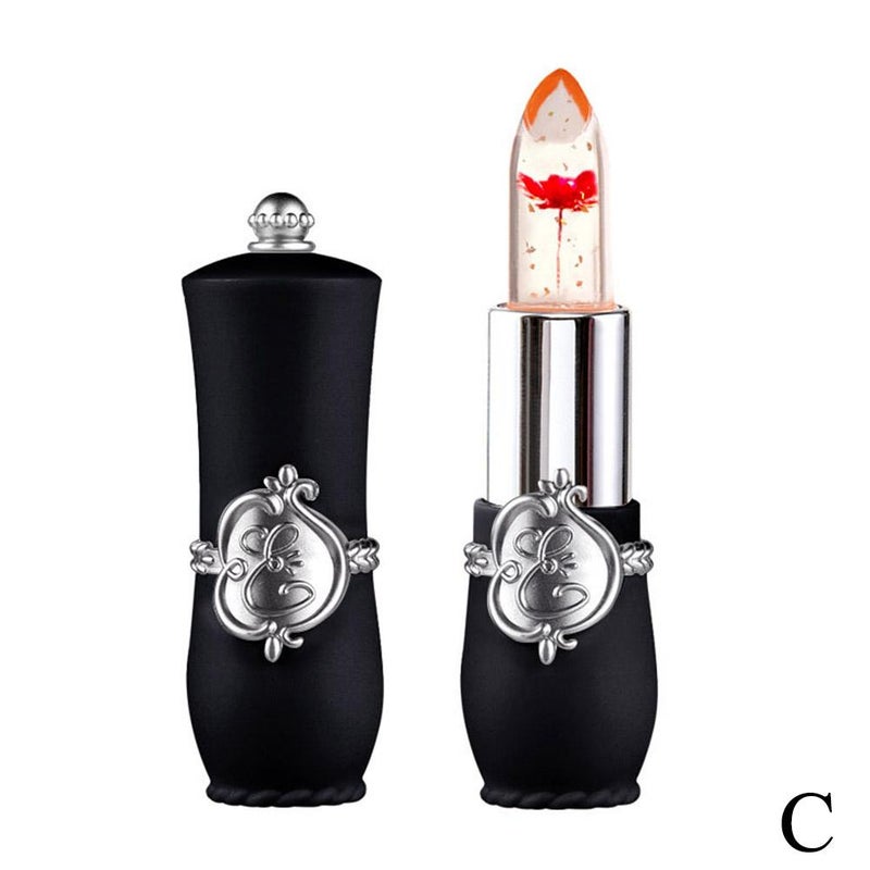 Fresh flower and dried flower jelly, color-changing dried flower lip balm, moisturizing lipstick, long-lasting and non-transferable, transparent jelly, temperature-changing plant-based color-changing, waterproof and long-lasting lip balm.